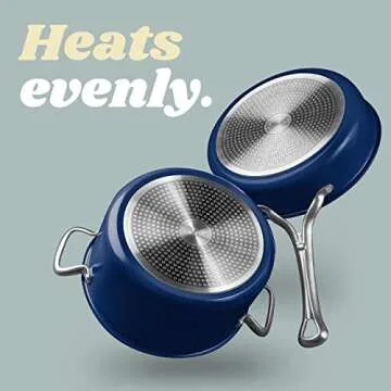 Nontoxic, nonstick BPA-free Risa kitchen stock pot with lid and pot holders for gas, electric, & induction stove by Eva Longoria - White