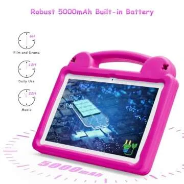 Ruufuuxy Kid Tablet, Android 13 Tablet 10 Inch for Kids 3-7 with 4GB RAM 64GB ROM, WiFi 6, 5000mah Battery, GMS, 2.0MP + 5.0 MP (Pink with EVA Case)