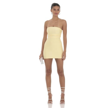 Strapless Sequin Butterfly Bodycon Dress in Yellow