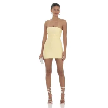Strapless Sequin Butterfly Bodycon Dress in Yellow