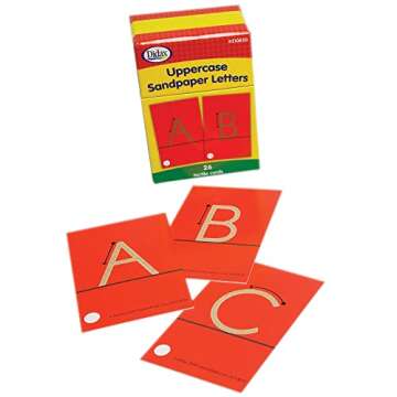 Didax Uppercase Sandpaper Letters - 28 Tactile Alphabet Cards for Grades Pre-K to 1st - Educational ...