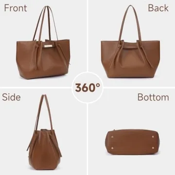 JQWSVE Large Capacity Faux Leather Tote Bag for Women