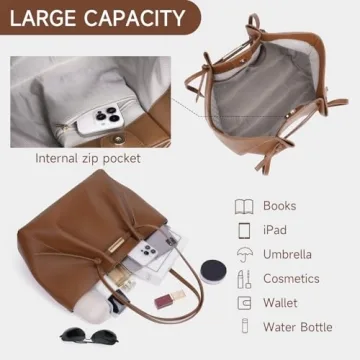 JQWSVE Large Capacity Faux Leather Tote Bag for Women