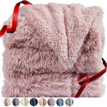 The Connecticut Home Co Throw Blanket for Couch, Soft Luxury Home Decor Shag and Sherpa, Cozy Warm T...