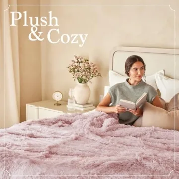 The Connecticut Home Co Throw Blanket for Couch, Soft Luxury Home Decor Shag and Sherpa, Cozy Warm Throws for Bed, Gift for Women, Bedding Accent Blankets for Sofa Beds Chair, 65x50, Dusty Rose