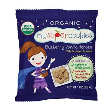 MySuperCookies Organic Whole Grain, Healthy Snacks for Kids — 24 Snack Packs, Peanut & Tree Nut Free, Kosher/Care Packages, Birthdays, Holiday Treats