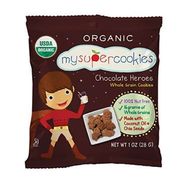 MySuperCookies Organic Whole Grain, Healthy Snacks for Kids — 24 Snack Packs, Peanut & Tree Nut Free, Kosher/Care Packages, Birthdays, Holiday Treats