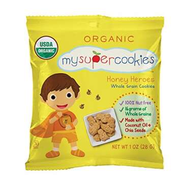 MySuperCookies Organic Whole Grain, Healthy Snacks for Kids — 24 Snack Packs, Peanut & Tree Nut Free, Kosher/Care Packages, Birthdays, Holiday Treats