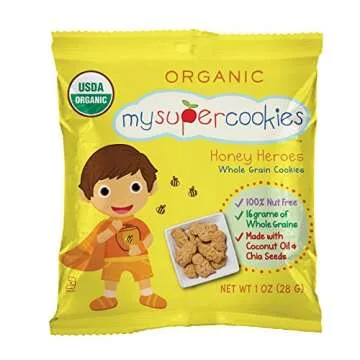 MySuperCookies Organic Whole Grain, Healthy Snacks for Kids — 24 Snack Packs, Peanut & Tree Nut Free, Kosher/Care Packages, Birthdays, Holiday Treats