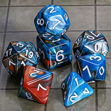 CiaraQ DND Polyhedral Dice Set with Black Velvet Bag - Perfect for RPGs