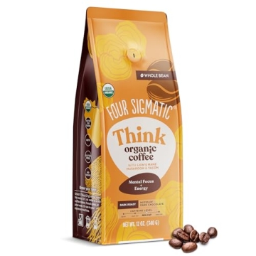 Dark Roast Organic Whole Bean Coffee by Four Sigmatic | Fair Trade Coffee Beans Coated with Lion's M...