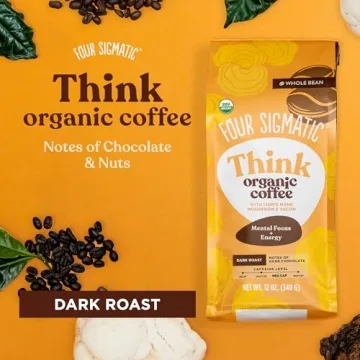 Dark Roast Organic Whole Bean Coffee with Lion's Mane & Chaga