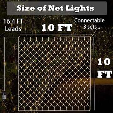 Eueasy Net Lights Outdoor, 270 LED Gazebo Net Lights, 10×10 FT Connectable Fairy Lights with 8 Lighting Modes, LED Net Lights for Bushes, Garden, Backyard, Holiday, Christmas