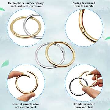 10 Pcs Stylish Carabiner Clips O Rings for Keychains & Crafts