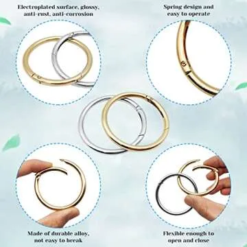 10 Pcs Stylish Carabiner Clips O Rings for Keychains & Crafts