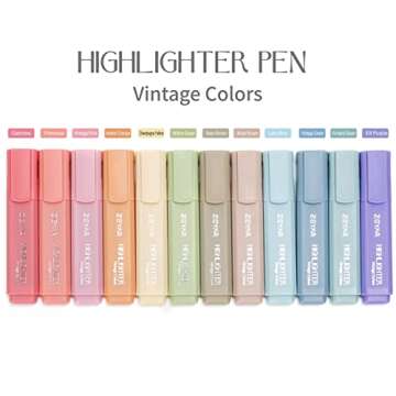 ZEYAR Highlighter Pen, Vintage Colors Chisel Tip Markers, Water Based, Quick Dry, No Bleed, for Bibl...