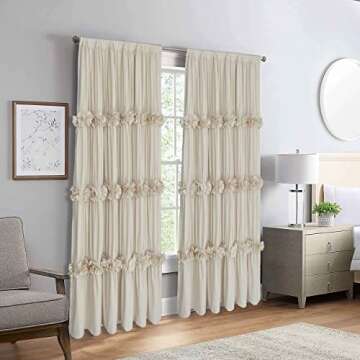 Homechoice Decor Thermal Insulated Blackout Window Curtains, 54" W x 84" L (Pair), Boho Ruched Windo...