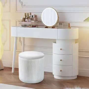 WENRENER Velvet Round Storage Ottoman Set - Stylish & Practical