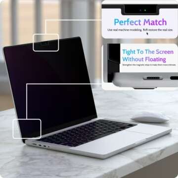 Peslv Magnetic Privacy Screen Compatible with MacBook Pro 16 Inch (2021-2024, M1, M2, M3, M4), 16inch Removable Matte Anti Blue Light Glare Private Filter Protector for Mac Pro 16.2" Laptop