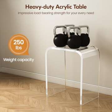 WAHFAY Acrylic End Table, Clear Lucite Coffee Table with Waterfall Edges, Contemporary Square Nightstand and Side Table for Small Living Room, Bathroom, Bedroom and Office