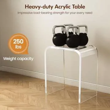 WAHFAY Acrylic End Table, Clear Lucite Coffee Table with Waterfall Edges, Contemporary Square Nightstand and Side Table for Small Living Room, Bathroom, Bedroom and Office