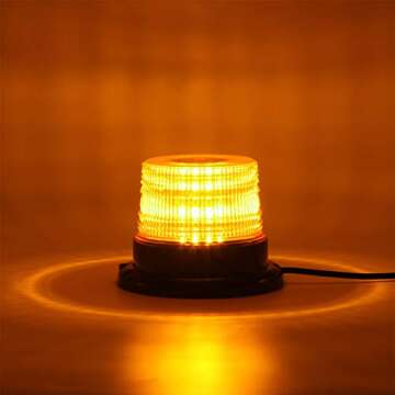 LINKITOM LED Strobe Light, 12V-24V Amber 40 LED Warning Safety Flashing Beacon Lights with Magnetic ...