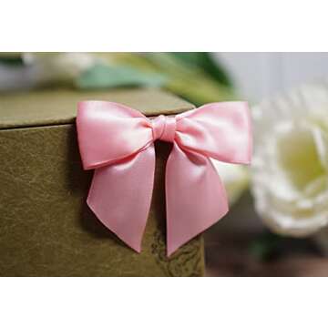 Rainbow Pana 60 Pack Pink Twist Tie Bows for Gifts