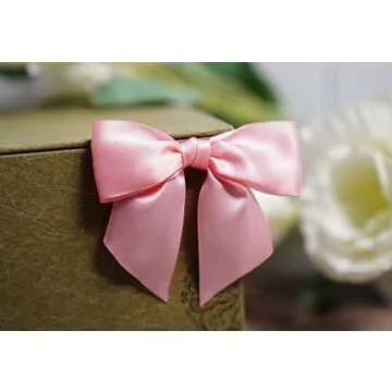 Rainbow Pana 60 Pack Pink Twist Tie Bows for Gifts