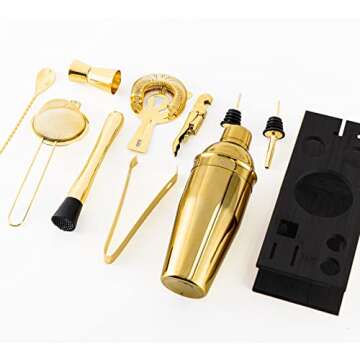 SOING 11-Piece Mixology Bartender Kit with Stand,Bar Kit Cocktail Shaker Set with All Essential Acce...