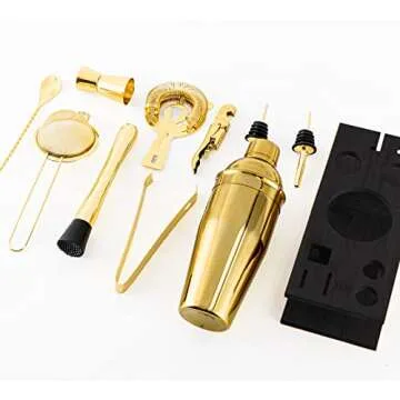 SOING 11-Piece Mixology Bartender Kit with Stand,Bar Kit Cocktail Shaker Set with All Essential Acce...