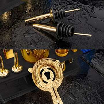 SOING 11-Piece Mixology Bartender Kit with Stand,Bar Kit Cocktail Shaker Set with All Essential Accessories:Martini Shaker,Spoon,Muddler,Strainer,Jigger,Tongs,Liquor Pourers