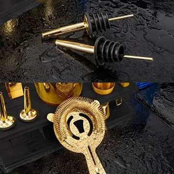 SOING 11-Piece Mixology Bartender Kit with Stand,Bar Kit Cocktail Shaker Set with All Essential Accessories:Martini Shaker,Spoon,Muddler,Strainer,Jigger,Tongs,Liquor Pourers