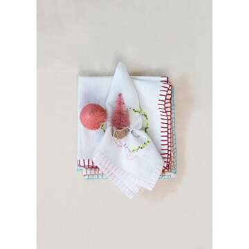 Creative Co-Op Square Cotton Napkins, Set of 4 - Cozy Winter Charm for Your Table