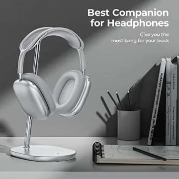 BENKS Headphone Stand, Airpods Max Stand, Desktop Headset Holder, Gaming Headset Accessories, Desk Earphone Stand for AirPods Max, Beats, Bose, Sony, Senheiser (White Headphone Stand)