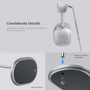 BENKS Headphone Stand, Airpods Max Stand, Desktop Headset Holder, Gaming Headset Accessories, Desk Earphone Stand for AirPods Max, Beats, Bose, Sony, Senheiser (White Headphone Stand)