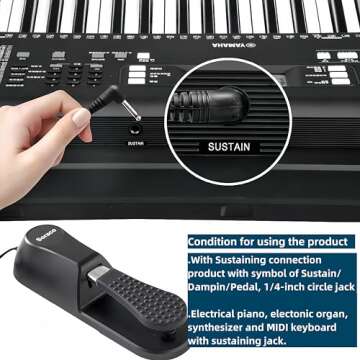 Soraco Sustain Pedal Univerdal for Keyboard with Polarity Switch for Yamaha Casio Roland Korg Behrin...