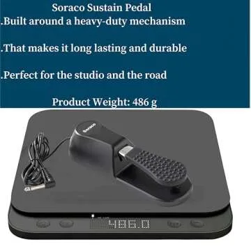 Soraco Sustain Pedal Univerdal for Keyboard with Polarity Switch for Yamaha Casio Roland Korg Behringer Moog Piano Midi Electronic keyboards Style Piano Foot Pedal (Upgrade Version)