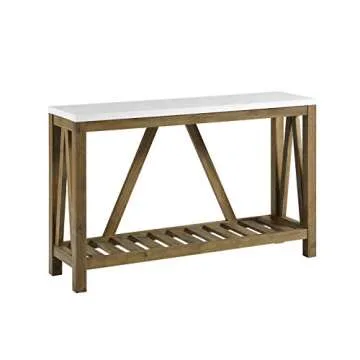 Walker Edison Modern Farmhouse Accent Table in Faux Marble