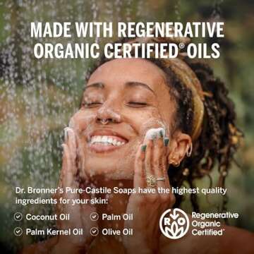 Dr. Bronner's Pure-Castile Liquid Soap- Made with Regenerative Organic Certified Oils- 18-in-1 Uses for Face, Body, Hand, Hair, Laundry & More- Vegan, Non-GMO- Body Wash- Peppermint,32oz