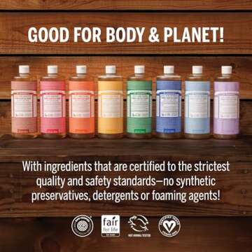Dr. Bronner's Pure-Castile Liquid Soap- Made with Regenerative Organic Certified Oils- 18-in-1 Uses for Face, Body, Hand, Hair, Laundry & More- Vegan, Non-GMO- Body Wash- Peppermint,32oz