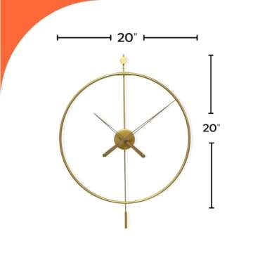 Ravston 20" Large Modern Round Wall Clock with Silent Non-Ticking Battery Powered Movement | Minimal...