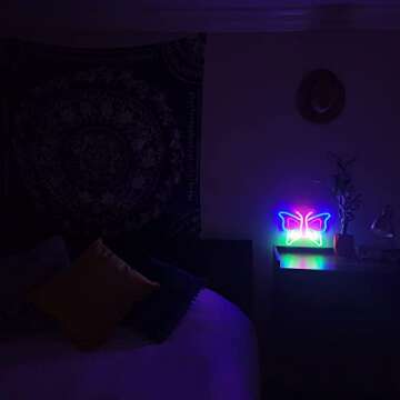 Eon Neon Butterfly Neon Sign for Wall Decor, Butterfly LED Sign for Bedroom Wall, Colorful Butterfly LED Light for Girls Room Home Decorations, 14 inch x 9.5 inch