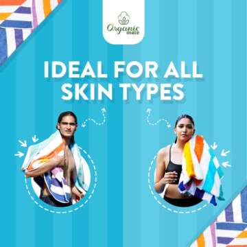 Organic Mate Large Beach Towels Set of 2-35x70 Soft & Absorbent Oversized Sheet Made of 100% Cotton - for Swimming Pool, Home, Bath, Spa & Outdoor Use - Bright Colors Elegant Striped Design