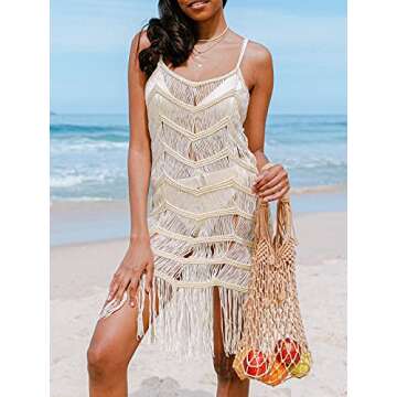 Chic Champagne Tassel Cover Up by CUPSHE for Summer