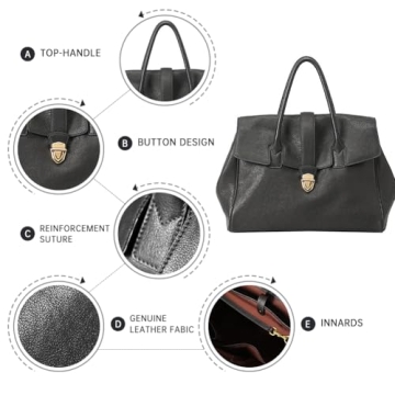 Hibear Leather Tote Bag Large Capacity Chic Handbag