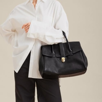 Hibear Leather Tote Bag Large Capacity Chic Handbag