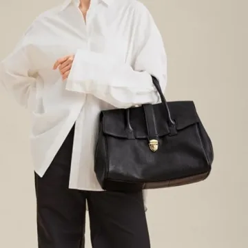 Hibear Leather Tote Bag Large Capacity Chic Handbag