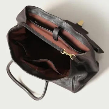 Hibear Leather Tote Bag Large Capacity Chic Handbag