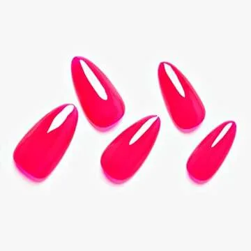 GLAMERMAID Hot Pink Press on Nails - Handmade Elegance