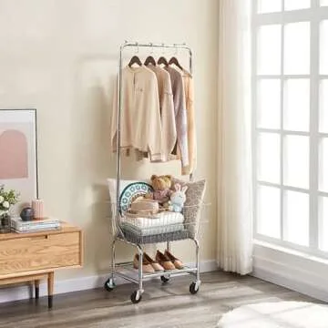 Topeakmart Versatile Rolling Laundry Basket and Rack